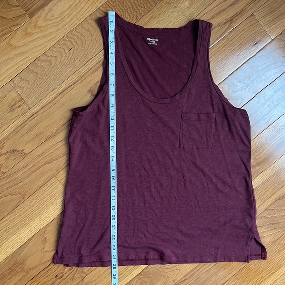 EUC Madewell Slub Knit Scoopneck Maroon pocket Tank Size M - Picture 5 of 8